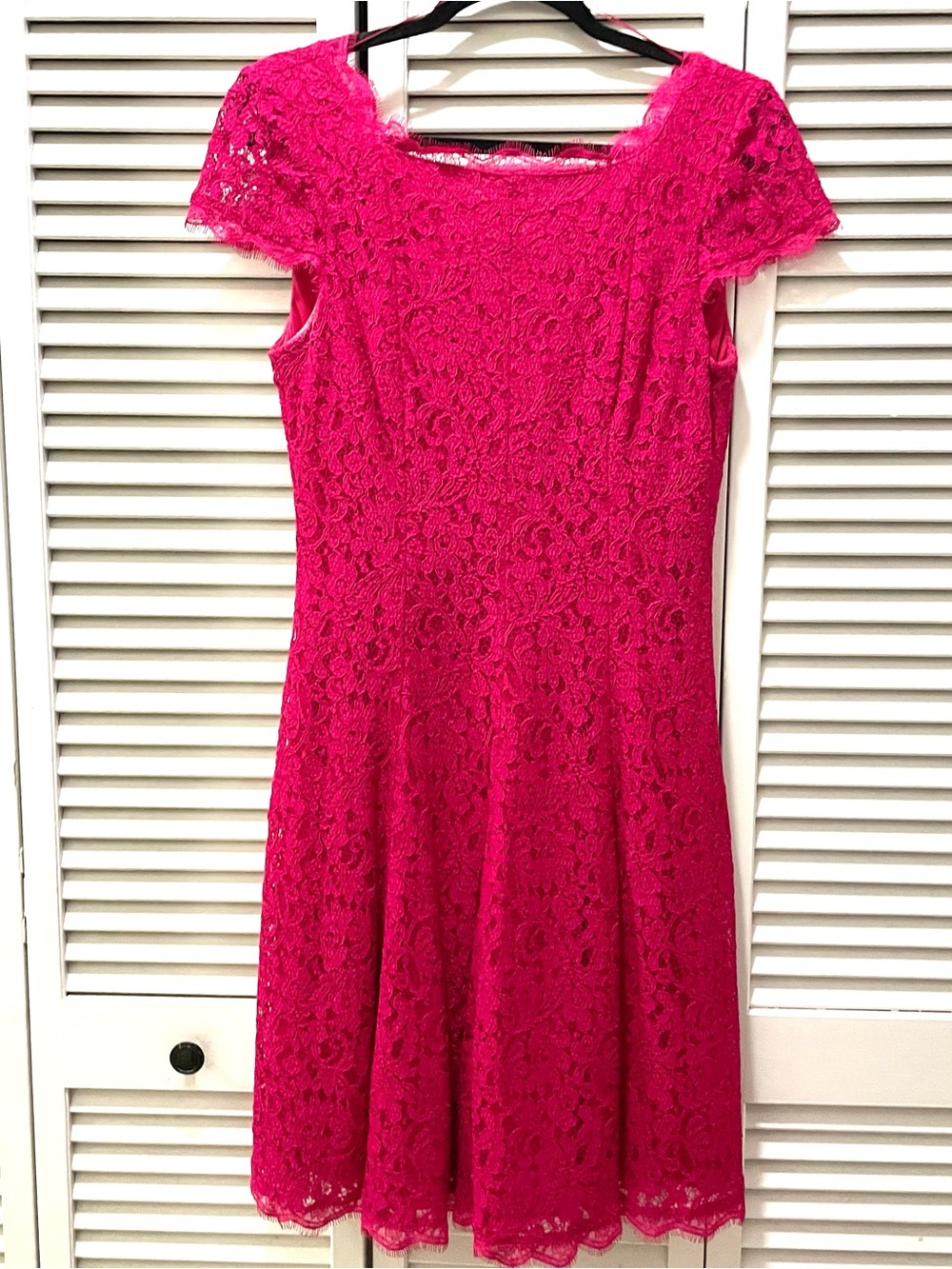 Adrianna Papell Fuchsia Lace Fit-and-Flare Dress